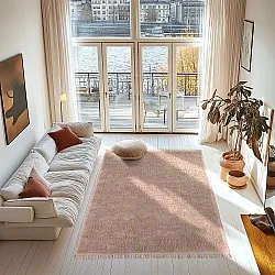 Hoogpolig vloerkleed - Elsey Natural Cotton Shaggy (roze/oranje)