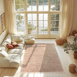 Hoogpolig vloerkleed - Elsey Natural Cotton Shaggy (roze/oranje)