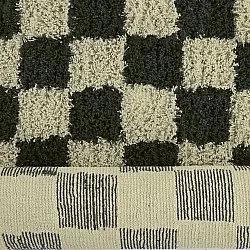 Hoogpolig vloerkleed - Elsey Natural Cotton Shaggy (zwart/beige)