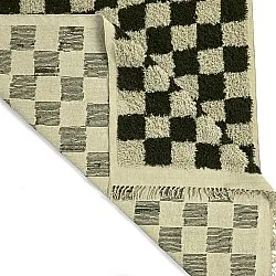 Hoogpolig vloerkleed - Elsey Natural Cotton Shaggy (zwart/beige)