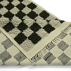 Hoogpolig vloerkleed - Elsey Natural Cotton Shaggy (zwart/beige)