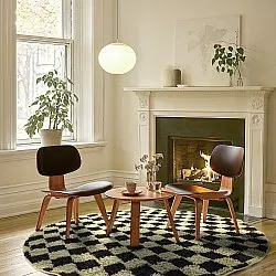 Ronde vloerkleden - Elsey Natural Cotton Shaggy (zwart/beige)