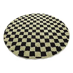 Ronde vloerkleden - Elsey Natural Cotton Shaggy (zwart/beige)