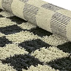 Ronde vloerkleden - Elsey Natural Cotton Shaggy (zwart/beige)