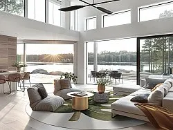 Rond vloerkleed - Falling Leaves (groen)