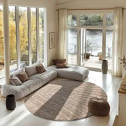 Ronde vloerkleden - Farley Natural Cotton Shaggy (beige)