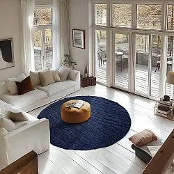 Ronde vloerkleden - Farley Natural Cotton Shaggy (blauw)