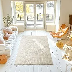 Hoogpolig vloerkleed - Farley Natural Cotton Shaggy (gebroken wit)