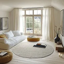 Ronde vloerkleden - Farley Natural Cotton Shaggy (gebroken wit)