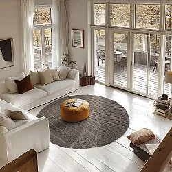 Ronde vloerkleden - Farley Natural Cotton Shaggy (taupe)