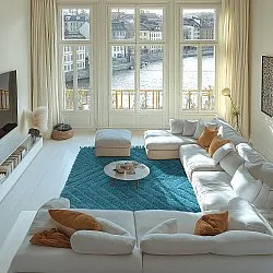 Hoogpolig vloerkleed - Farley Natural Cotton Shaggy (turkoois)