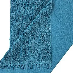 Hoogpolig vloerkleed - Farley Natural Cotton Shaggy (turkoois)