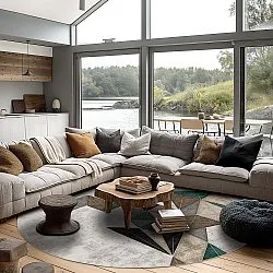 Rond vloerkleed - Feres (grijs/beige/multi)