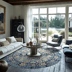 Rond vloerkleed - Fernana (blauw/multi)