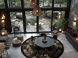 Rond vloerkleed - Fernana (zwart/goud)