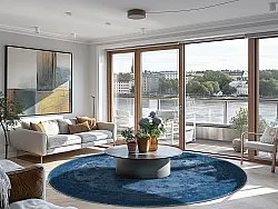 Rond vloerkleed - Gombalia (blauw)