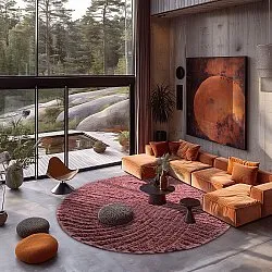 Ronde vloerkleden - Halo Natural Cotton Shaggy (rood)