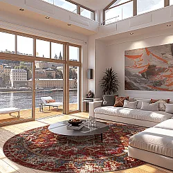 Rond vloerkleed - Idri (rood/multi)