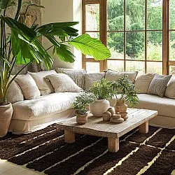 Hoogpolig vloerkleed - Ikara Natural Cotton Shaggy (bruin)