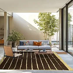 Hoogpolig vloerkleed - Ikara Natural Cotton Shaggy (bruin)