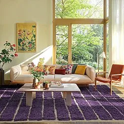 Hoogpolig vloerkleed - Ikara Natural Cotton Shaggy (paars)