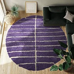 Rond vloerkleed - Ikara Natural Cotton Shaggy (paars)