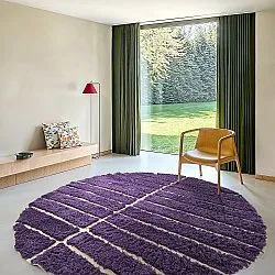 Rond vloerkleed - Ikara Natural Cotton Shaggy (paars)