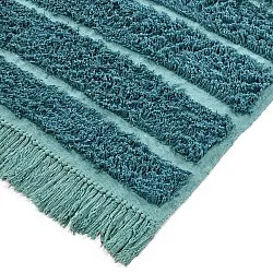 Hoogpolig vloerkleed - Ikara Natural Cotton Shaggy (turkoois)