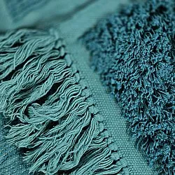 Hoogpolig vloerkleed - Ikara Natural Cotton Shaggy (turkoois)