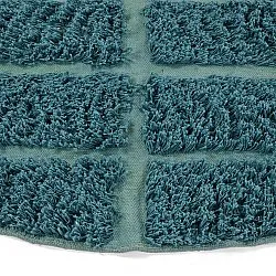 Rond vloerkleed - Ikara Natural Cotton Shaggy (turkoois)