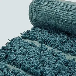 Rond vloerkleed - Ikara Natural Cotton Shaggy (turkoois)