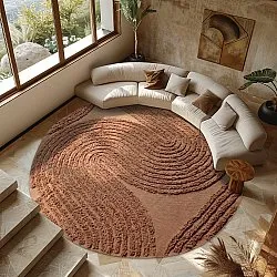 Ronde vloerkleden - Jovie Natural Cotton Shaggy (terracotta)