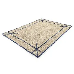 Hoogpolig vloerkleed - Kairi Natural Cotton Shaggy (beige/blauw)