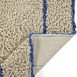Hoogpolig vloerkleed - Kairi Natural Cotton Shaggy (beige/blauw)
