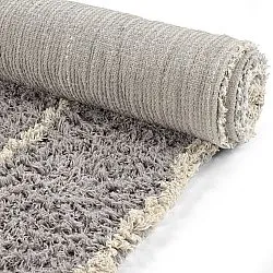 Hoogpolig vloerkleed - Kairi Natural Cotton Shaggy (grijs/beige)