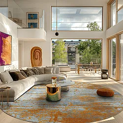 Rond vloerkleed - Kebira (bruin/blauw)