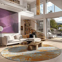 Rond vloerkleed - Kebira (bruin/blauw)