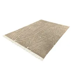 Hoogpolig vloerkleed - Kindon Natural Cotton Shaggy (beige/wit)