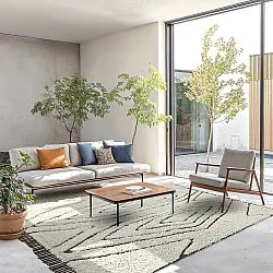 Hoogpolig vloerkleed - Kindon Natural Cotton Shaggy (gebroken wit/bruin)
