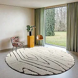 Ronde vloerkleden - Kindon Natural Cotton Shaggy (gebroken wit/bruin)