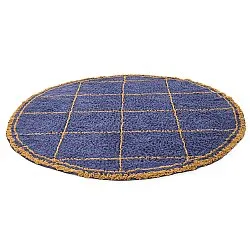 Rond vloerkleed - Lana Natural Cotton Shaggy (blauw/geel)