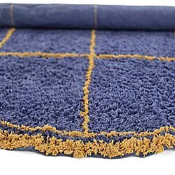 Rond vloerkleed - Lana Natural Cotton Shaggy (blauw/geel)