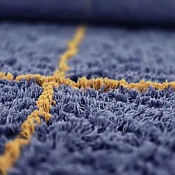 Rond vloerkleed - Lana Natural Cotton Shaggy (blauw/geel)