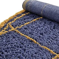 Rond vloerkleed - Lana Natural Cotton Shaggy (blauw/geel)