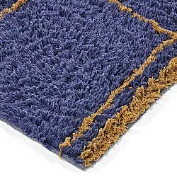 Hoogpolig vloerkleed - Lana Natural Cotton Shaggy (blauw/geel)