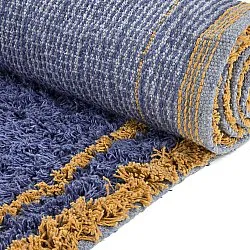 Hoogpolig vloerkleed - Lana Natural Cotton Shaggy (blauw/geel)
