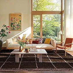 Hoogpolig vloerkleed - Lana Natural Cotton Shaggy (bruin)