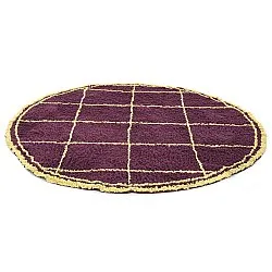 Rond vloerkleed - Lana Natural Cotton Shaggy (bordeaux/geel)
