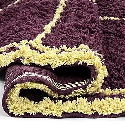 Rond vloerkleed - Lana Natural Cotton Shaggy (bordeaux/geel)