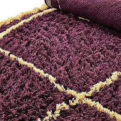 Rond vloerkleed - Lana Natural Cotton Shaggy (bordeaux/geel)
